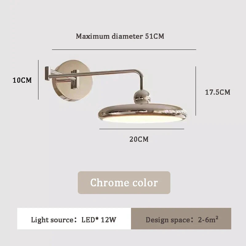 LED Folding Rocker Arm Wall Lamp - Versatile Bedside and Reading Light for Modern Living Spaces