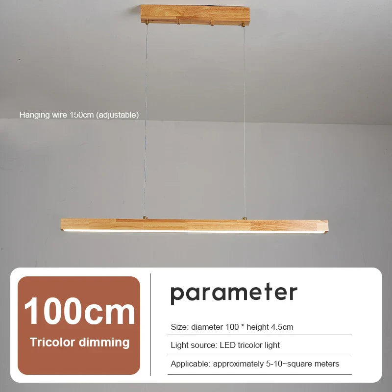 Sleek Wooden Dining Room Chandelier - Modern Minimalist Lighting for Dining Tables, Bars, and More