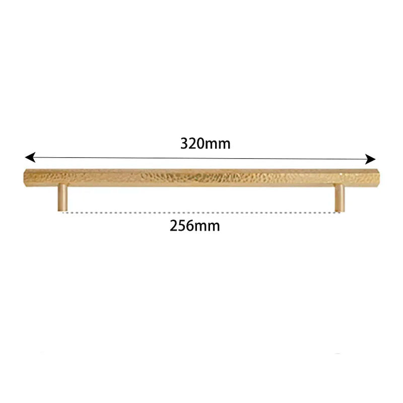 LUX Brass Hammered Hexagonal T-Bar Handles – Long Cabinet and Wardrobe Pulls (600mm/1000mm)