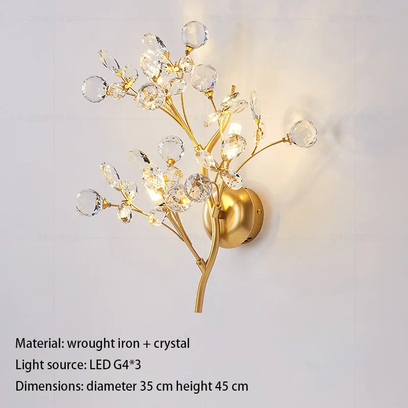 Layla's Golden Crystal Wall Lamp - Creative Light Luxury for Your Living Spaces