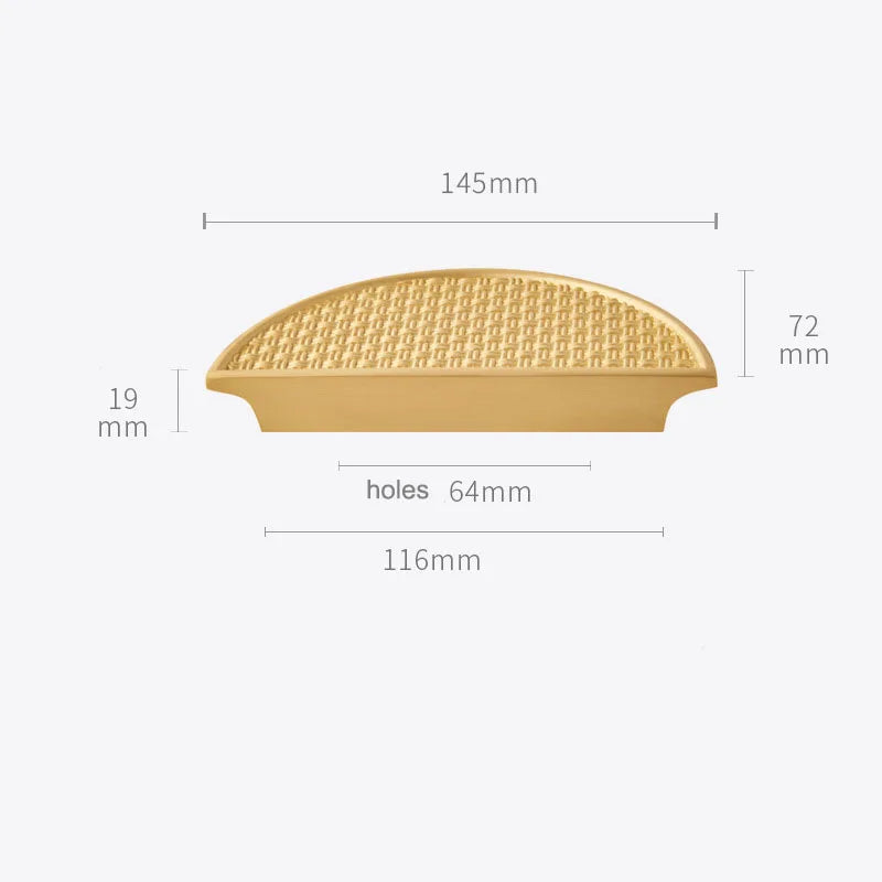 Gold Round Brass Cabinet Handles – Textured Braided Pattern Pulls for Wardrobes, Bookcases, and Wine Cabinets
