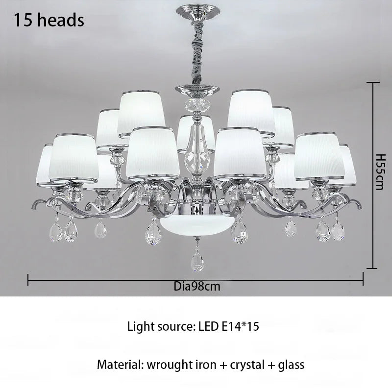 Elegant European Chrome Crystal Chandelier - A Postmodern Simple Fixture for Living Rooms, Dining Spaces, and Bedrooms