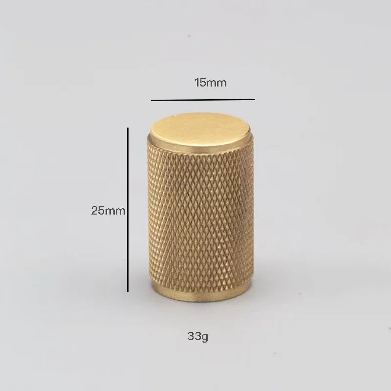 Gold and Bronze Knurled Brass Knobs – Modern Single-Hole Cabinet and Drawer Pulls
