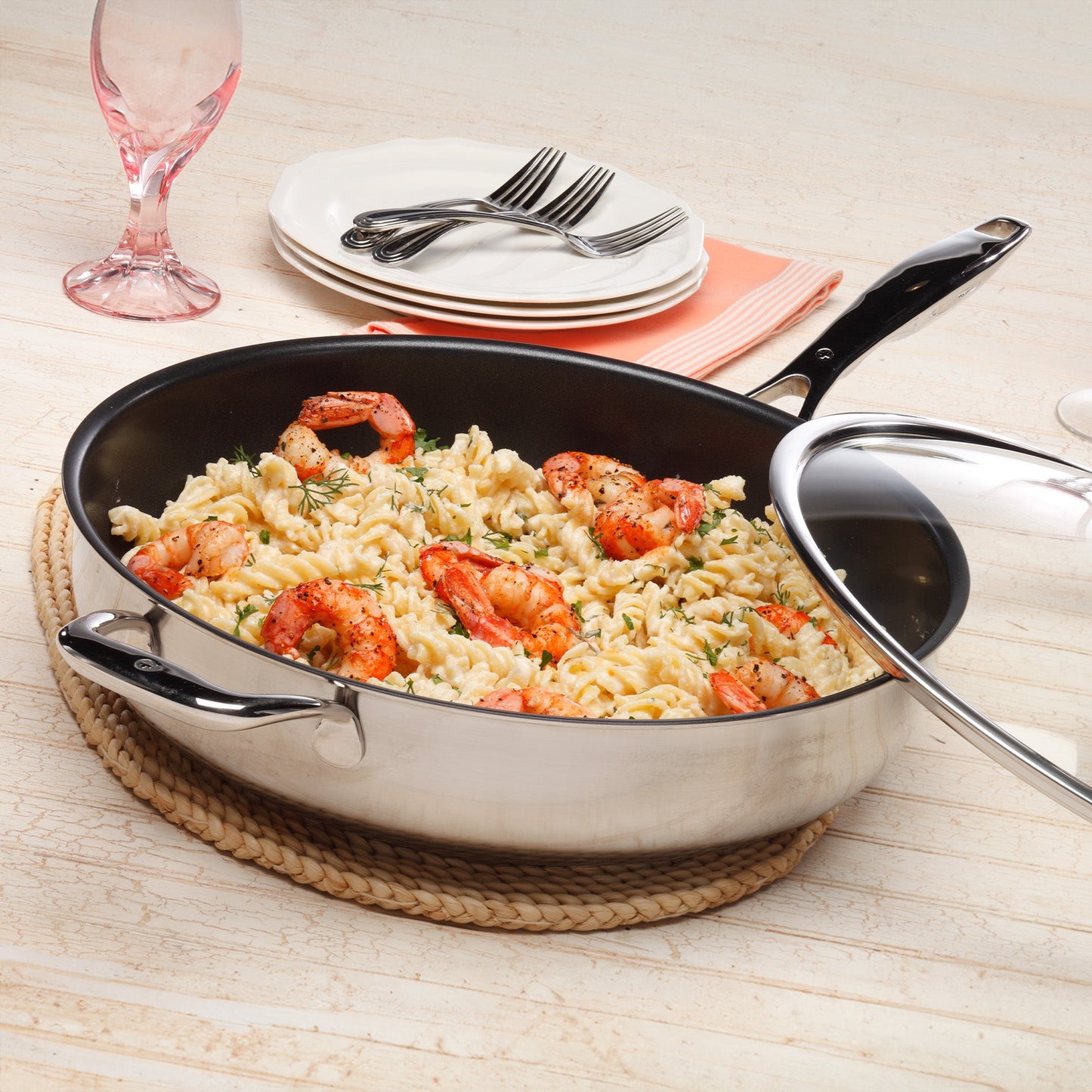 Nonstick Clad 3.1 qt Saute Pan with Glass Lid - Induction