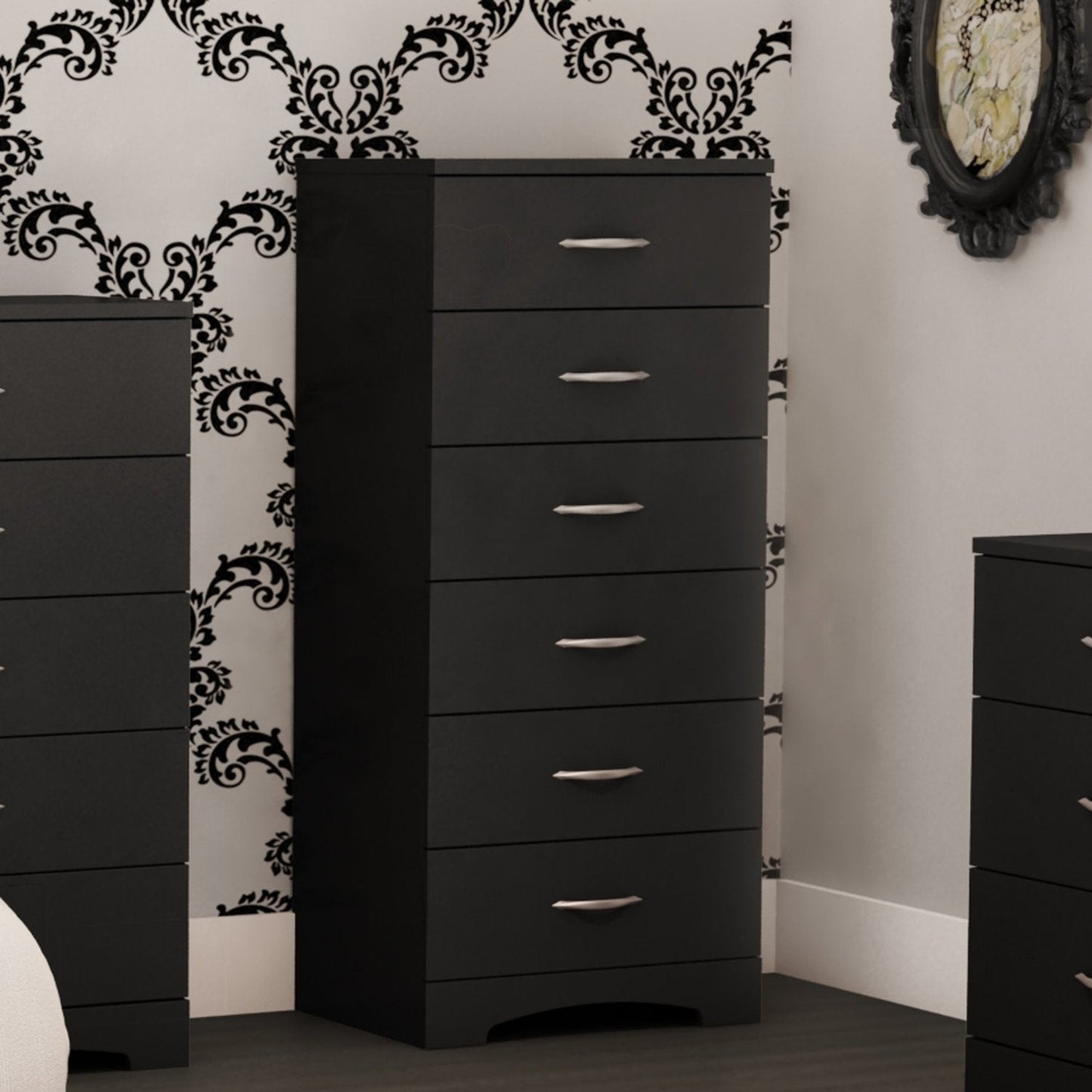 Black 6-Drawer Chest for Contemporary Bedroom