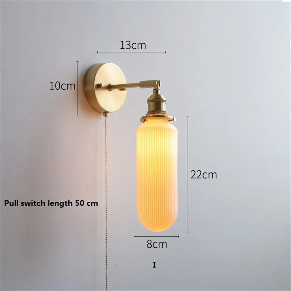 Nordic Home Decoration Bedside Ceramic Wall Light - LED Fixture with Pull Switch for Living Room and Bedroom, Adjustable Sconce Lamp