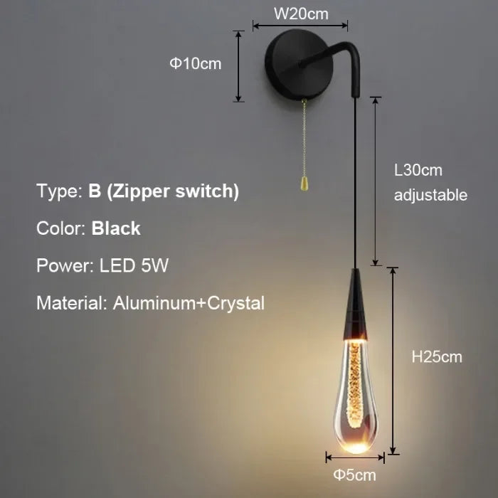 Italian Crystal Wall Lights - LED Creative Raindrops Wall Lamp for Restaurant, Bedroom, Bedside Decor, Corridor Cristal Sconces Lamp