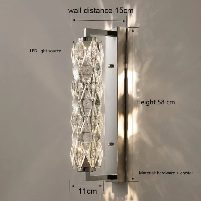 Naomi - Living Room Crystal Wall Lamp Hallway Staircase Light Luxury Lamp TV Sofa Entrance Background Wall Creative Chrome Wall Lamp