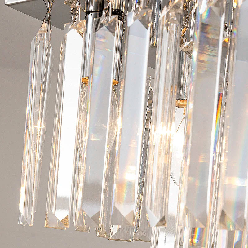 Sophisticated Silver Crystal Chandelier - Ideal for Dining Rooms and Kitchen Islands - Luxury LED Home Decor Lighting Fixture