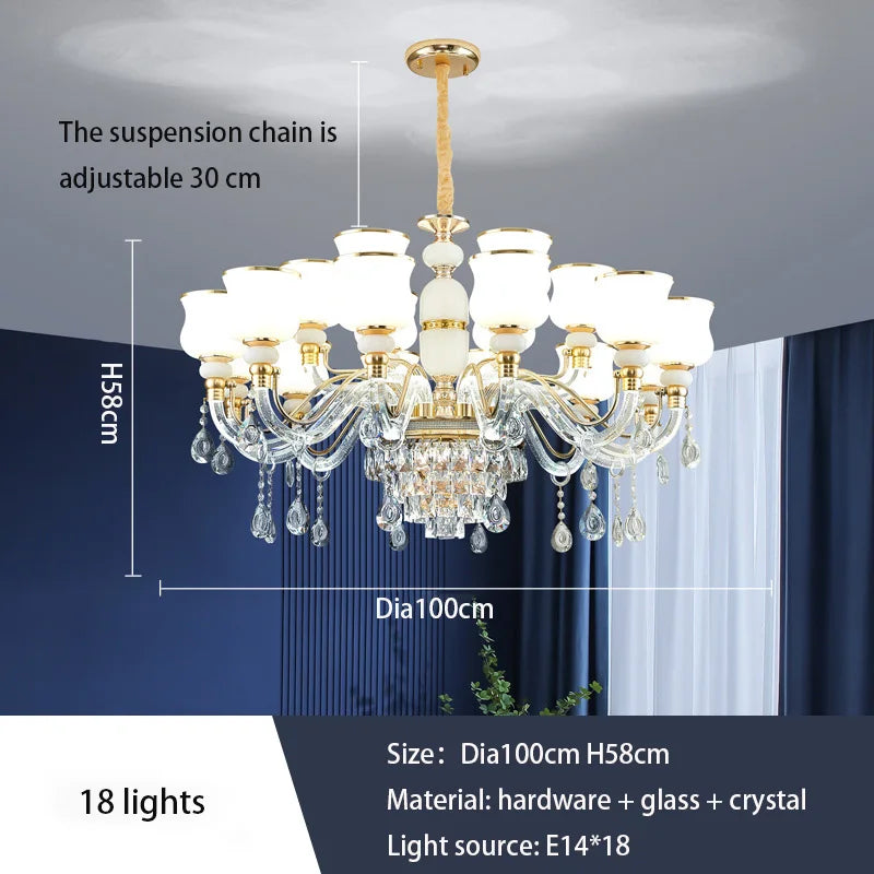 Elegant European Style Crystal Chandelier - Luxury Main Light for Living Rooms, Dining Rooms, and Villa Halls