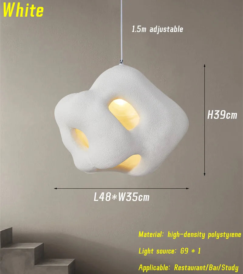Nordic Wabi Sabi E27 Chandelier Light - Minimalist LED Home Decor Suspension Lamp for Cafes, Restaurants, and Bars
