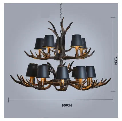 Retro Style Antler Resin Chandelier - Sweeping Gold Spray Paint Finish for Living and Dining Room Home Decor Lighting