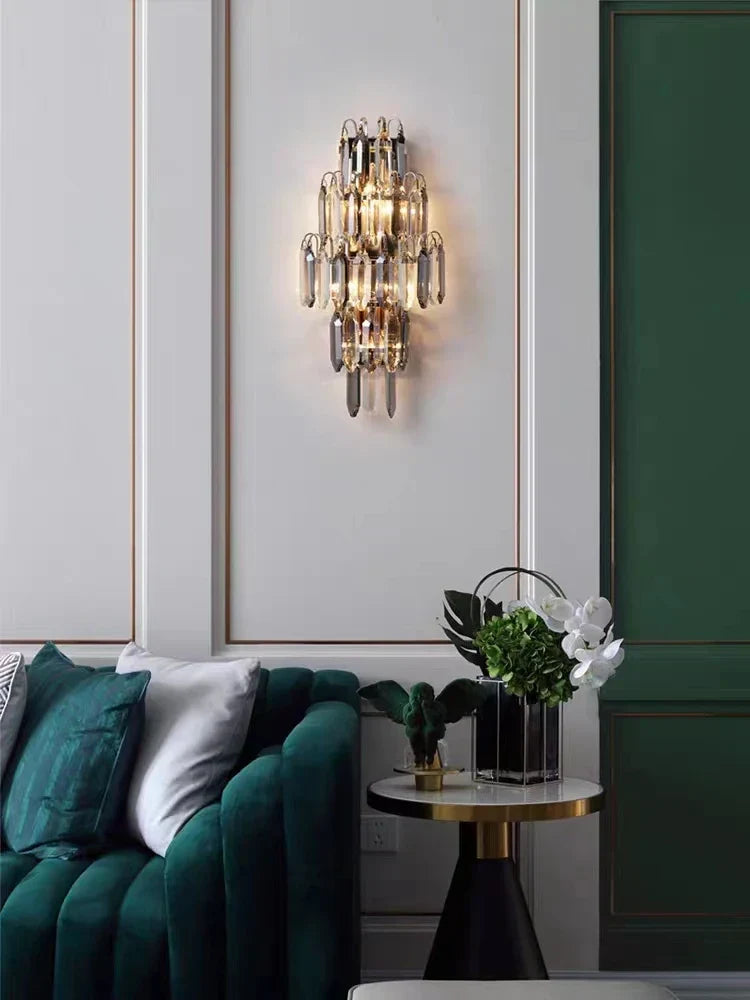 Luxurious Golden Amber Crystal Chandelier - Grand Decorative Lighting for Lobbies, Villas, Staircases, and Corridors