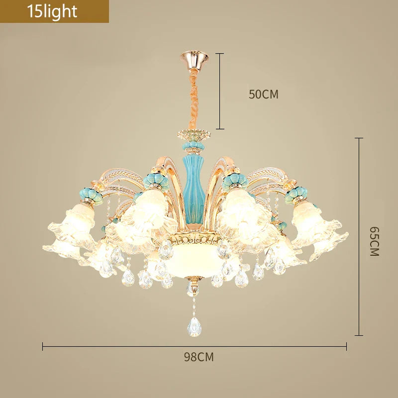 Elegant European-Style Crystal Chandelier - A Romantic and Fashionable Lighting Fixture for Living Rooms, Bedrooms, Dining Rooms, Studies, and Villa Duplexes