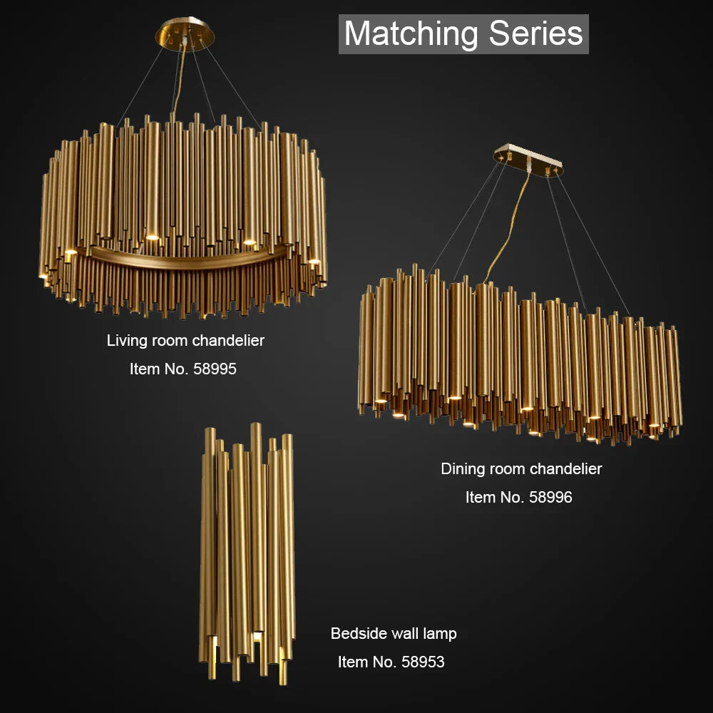 Luxury Gold LED Chandelier for Living Room - Round Hanging Lamp with Modern Creative Design