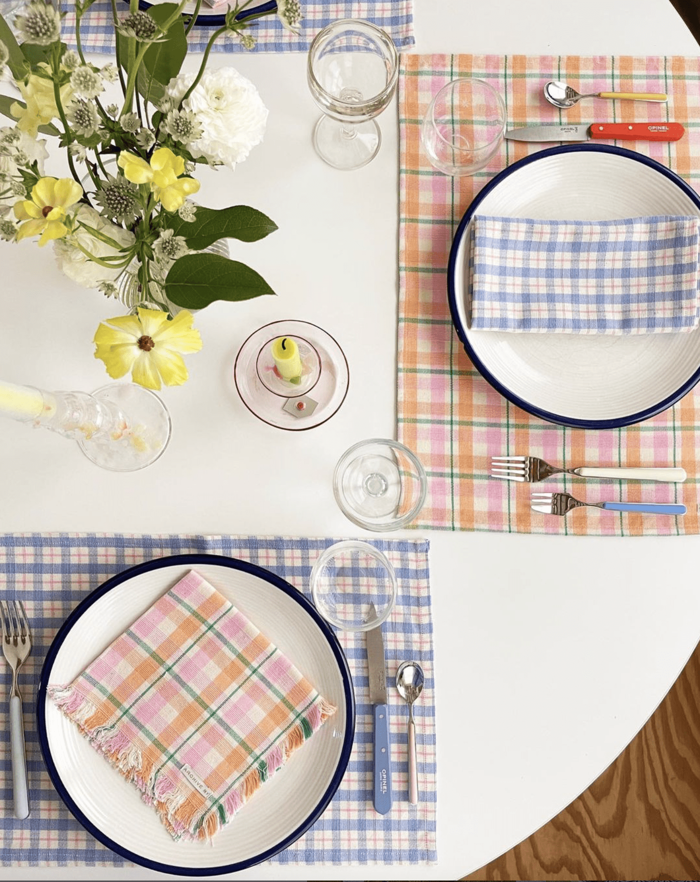Sofia Plaid Runner in Periwinkle Blue and Pink