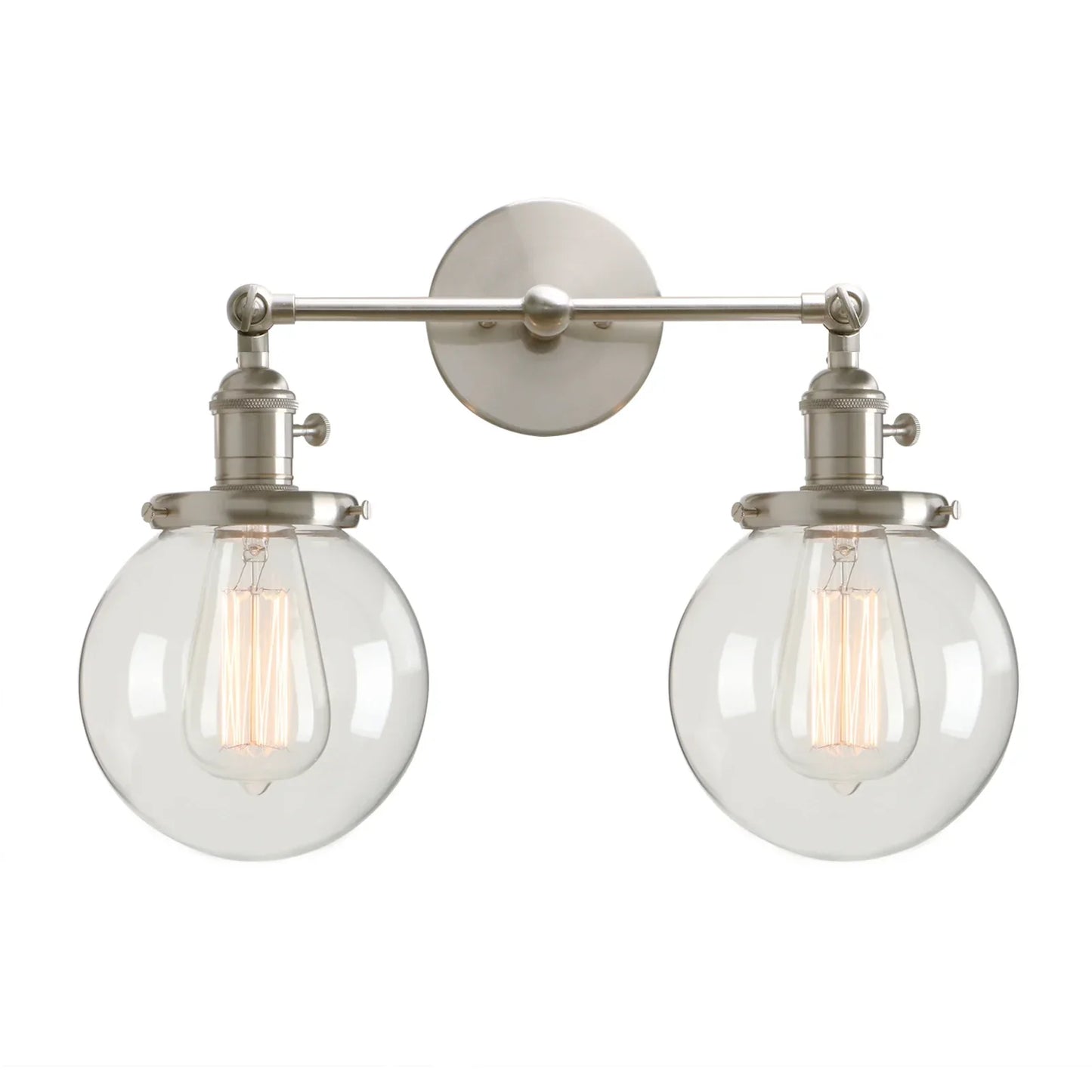 Phansthy Vintage 2 Light Wall Sconce - Industrial Wall Light with Dual 5.9 Inches Globe Glass Lampshades