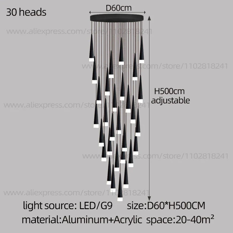 Contemporary Stair Chandelier - Elevate Your Duplex Apartment with Nordic Loft Elegance