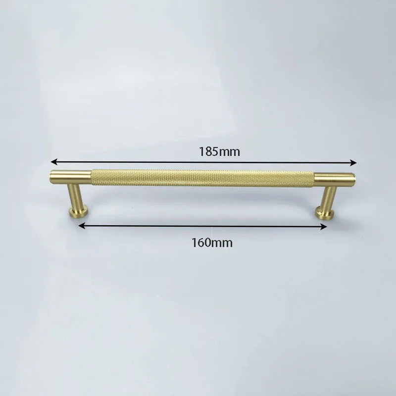 Knurled Brass Wardrobe Handles – Modern Kitchen Cabinet and Drawer Pull Bar Handles