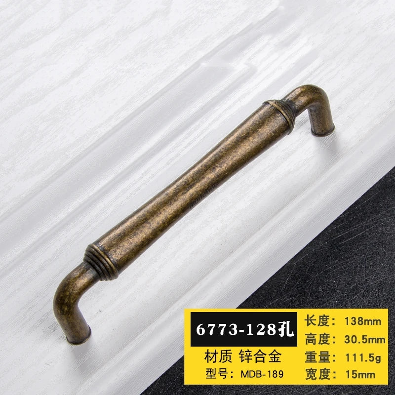 Antique Bronze Cabinet Handles - Retro Drawer Pulls, Vintage Zinc Alloy Kitchen Hardware for Furniture, Dresser, and Locker