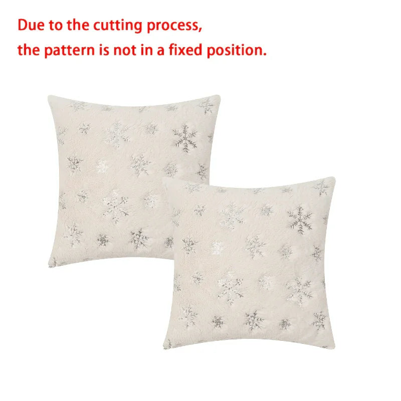 Sequin Snowflake Pillow Cover Set, 2pcs Golden Silvery Throw Pillows