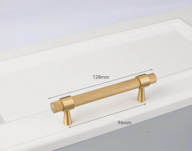 Solid Brass Knurled Cabinet Handles – Gold and Black Wardrobe Knobs and Drawer Pulls