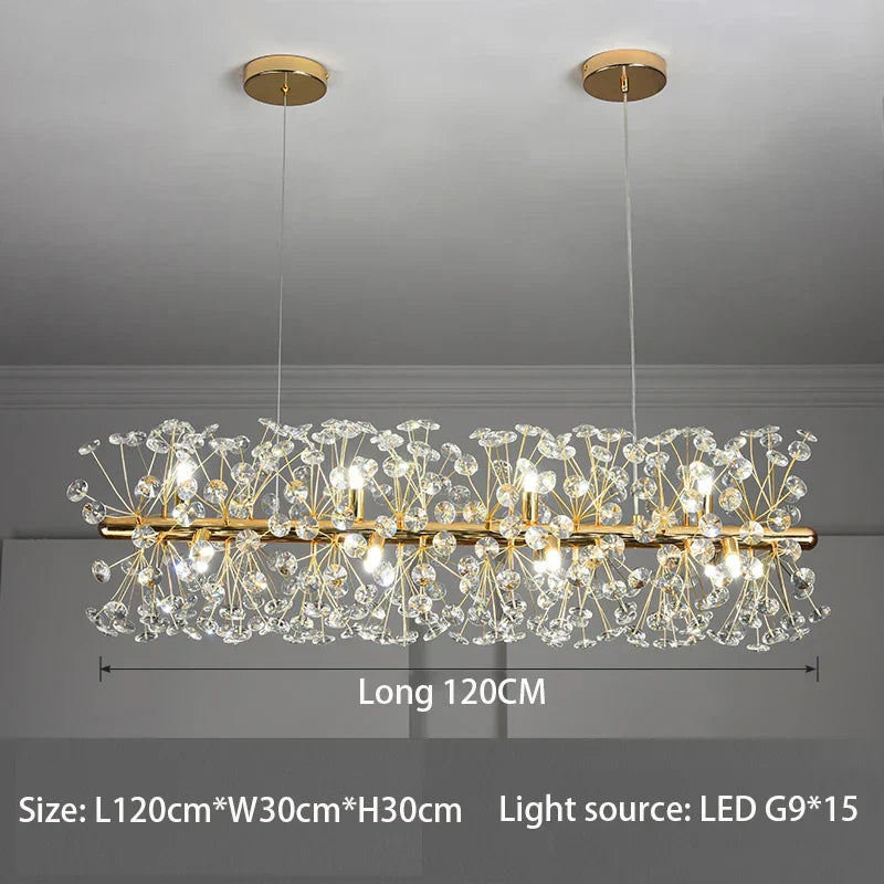 Elegant Modern Gold K9 Crystal Hanging Chandelier - A Luxury LED Fixture for Living and Dining Spaces