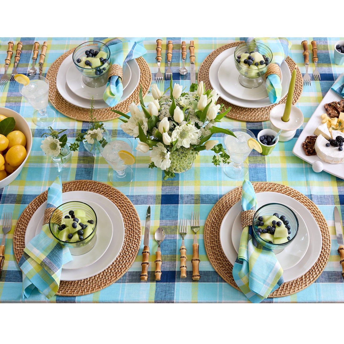 Summer Madras Plaid Table Throw