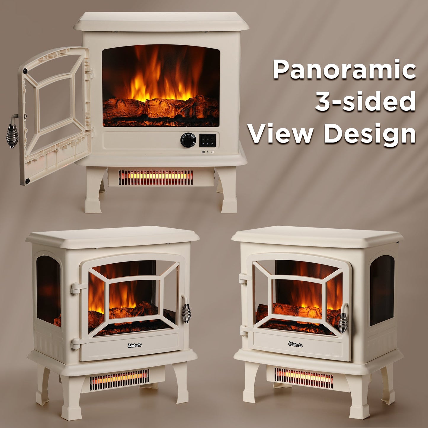 Suburbs TS20-SD Electric Fireplace Stove Heater with Sound