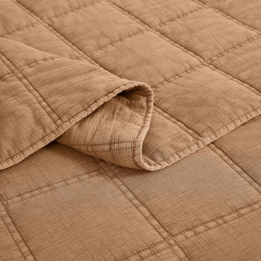 King / California King size Taupe Brown Sienna Faded Stone Washed Cotton Quilt