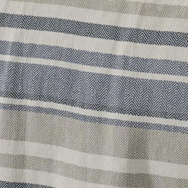 Twin size Navy Blue Tan Cream Chevron Stripe Lightweight Cotton Blanket