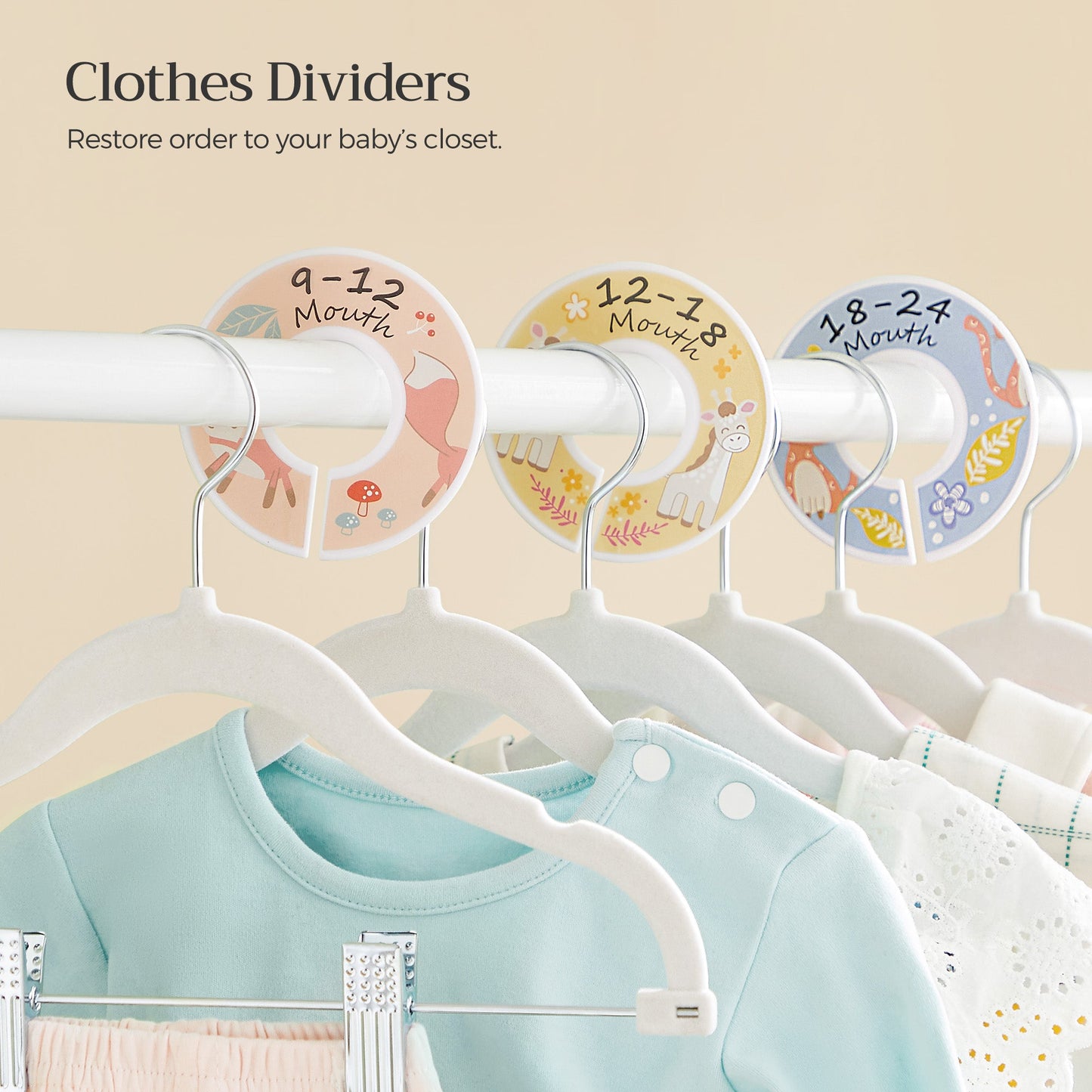 30 Packs Pants Hangers with Clips and 6 Clothes Dividers