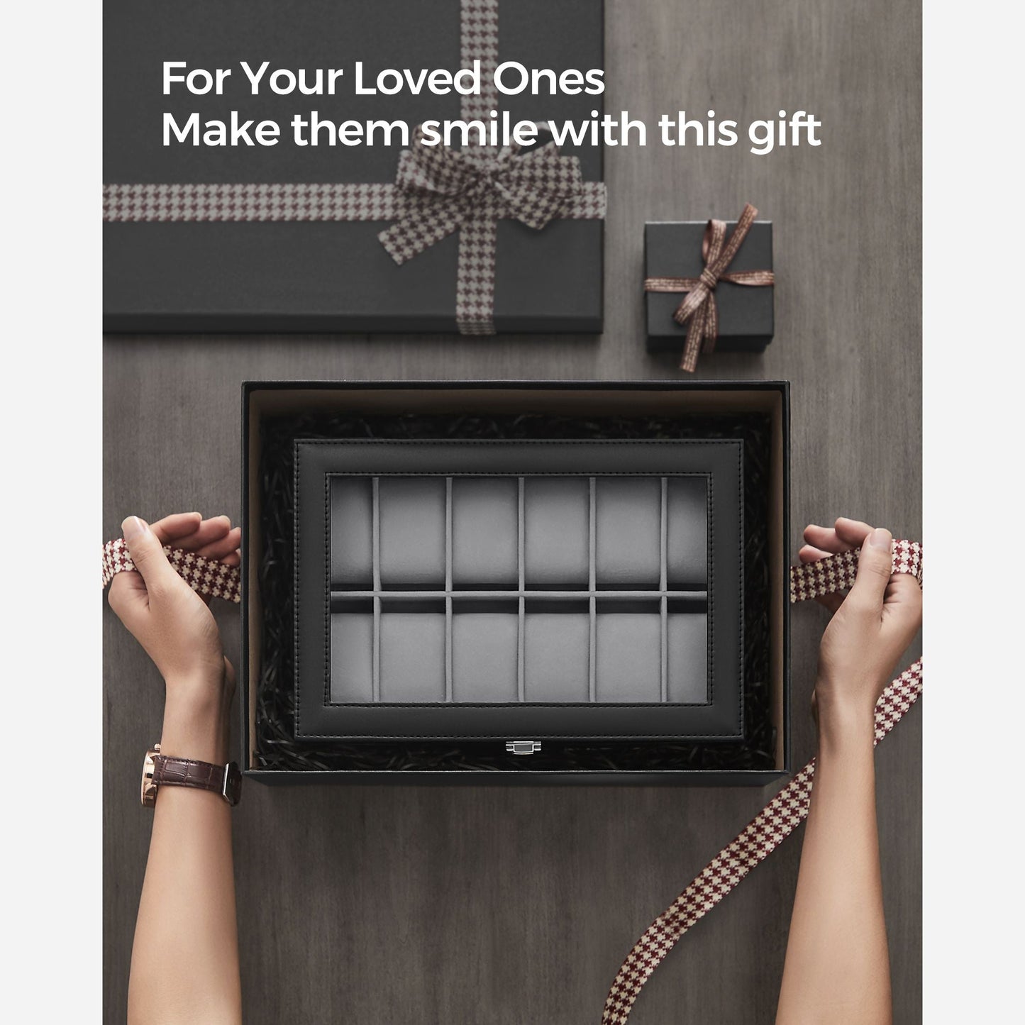 12-Slot Watch Box with Glass Lid