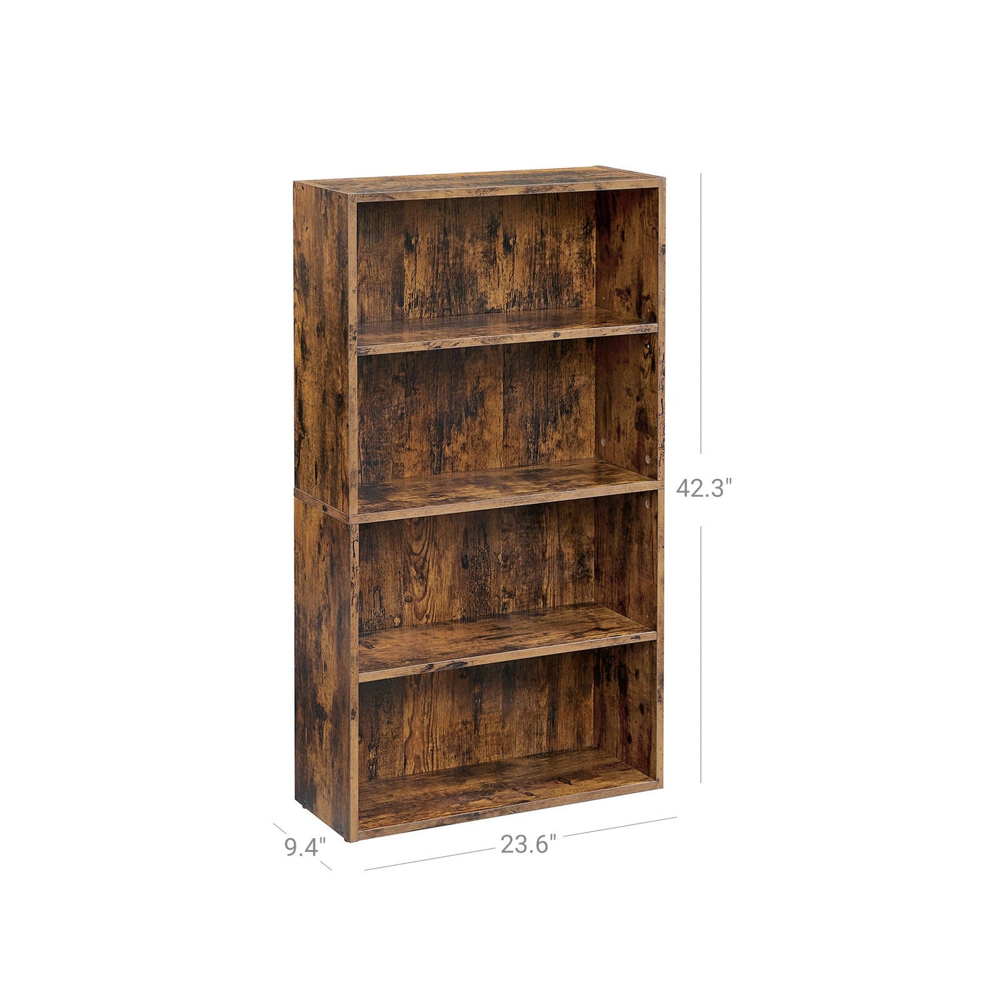 4-Tier Open Bookcase with Adjustable Storage Shelves