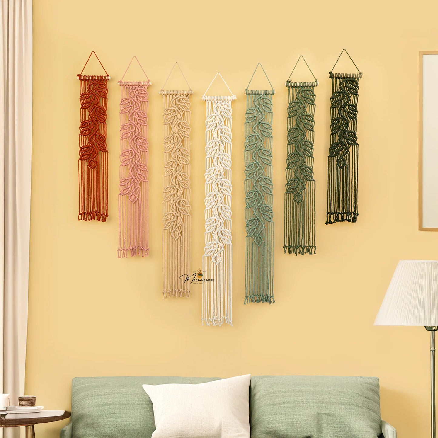 Vela Pink Green Macrame Wall Hangings