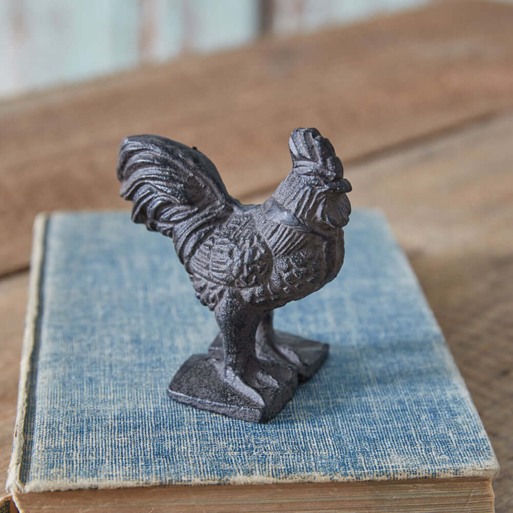 Vintage Cast Iron Rooster Paperweights (Set of 2)