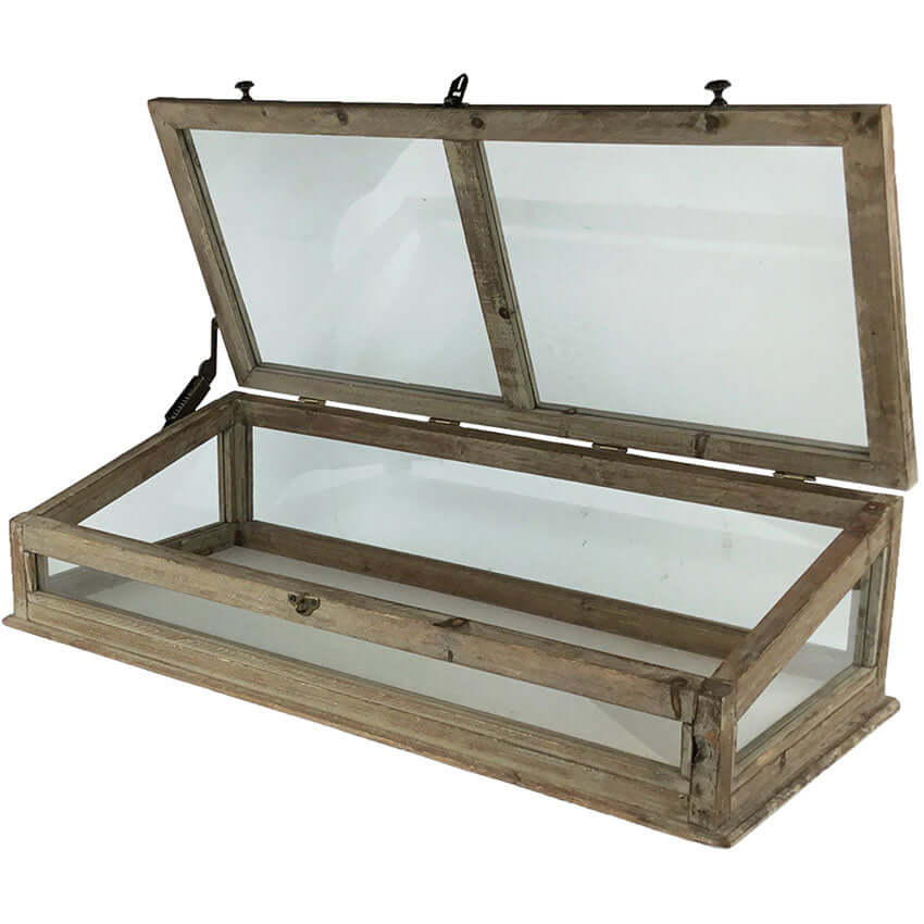 Vintage Glass Display Case with Wooden Frame