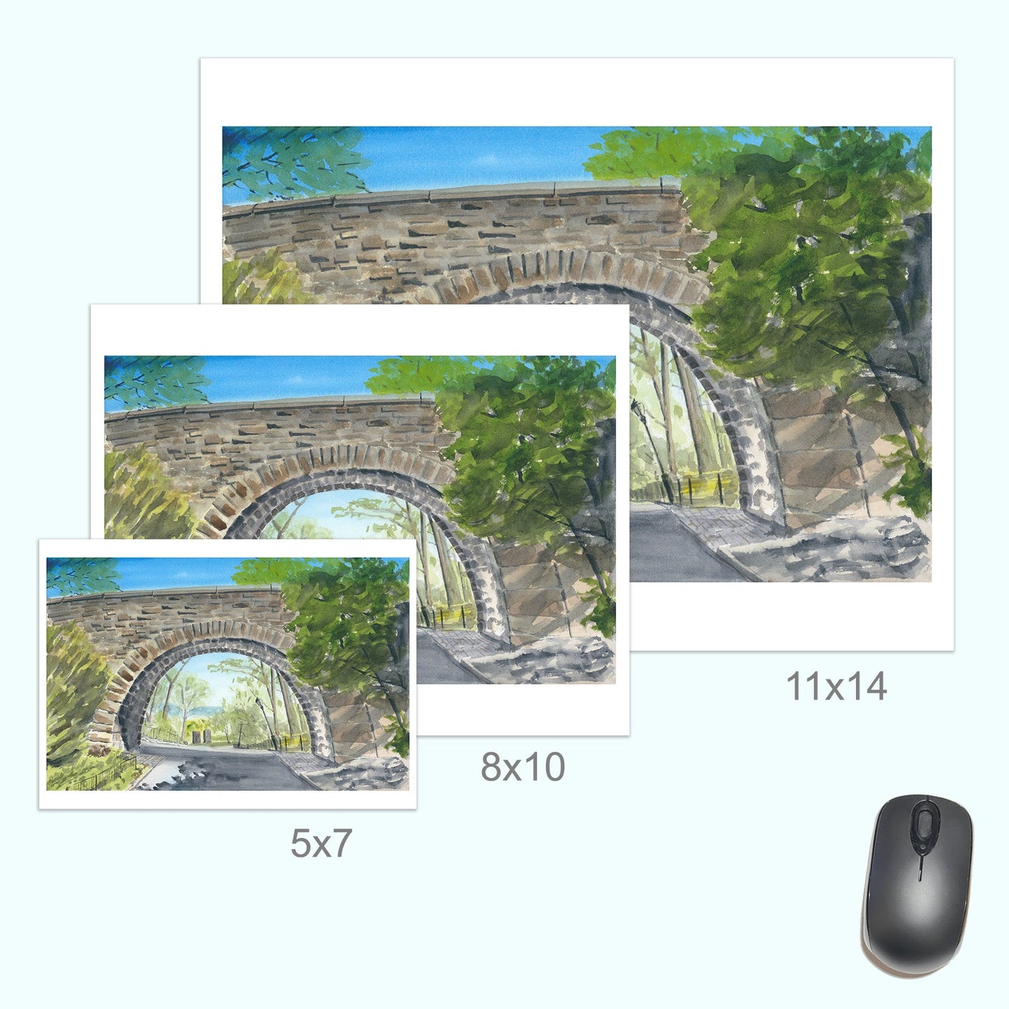 Linden Terrace Arch, Watercolor, Plein Air