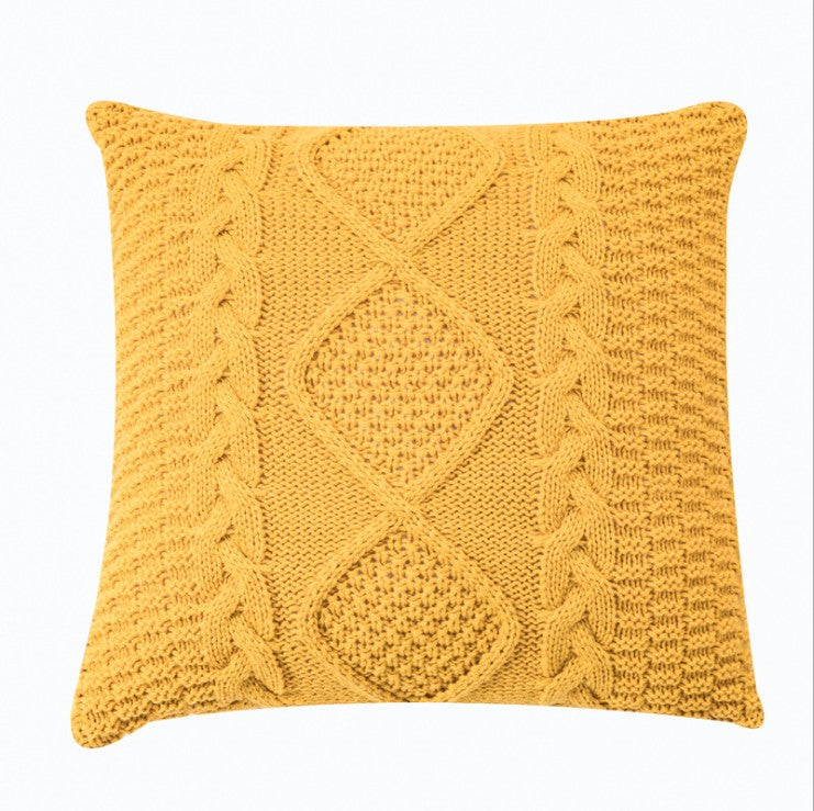 18"x18" Cable Knit Throw Pillow | Soft Pastel Colors + Mustard Yellow | 4 Color Options + Insert Sizes