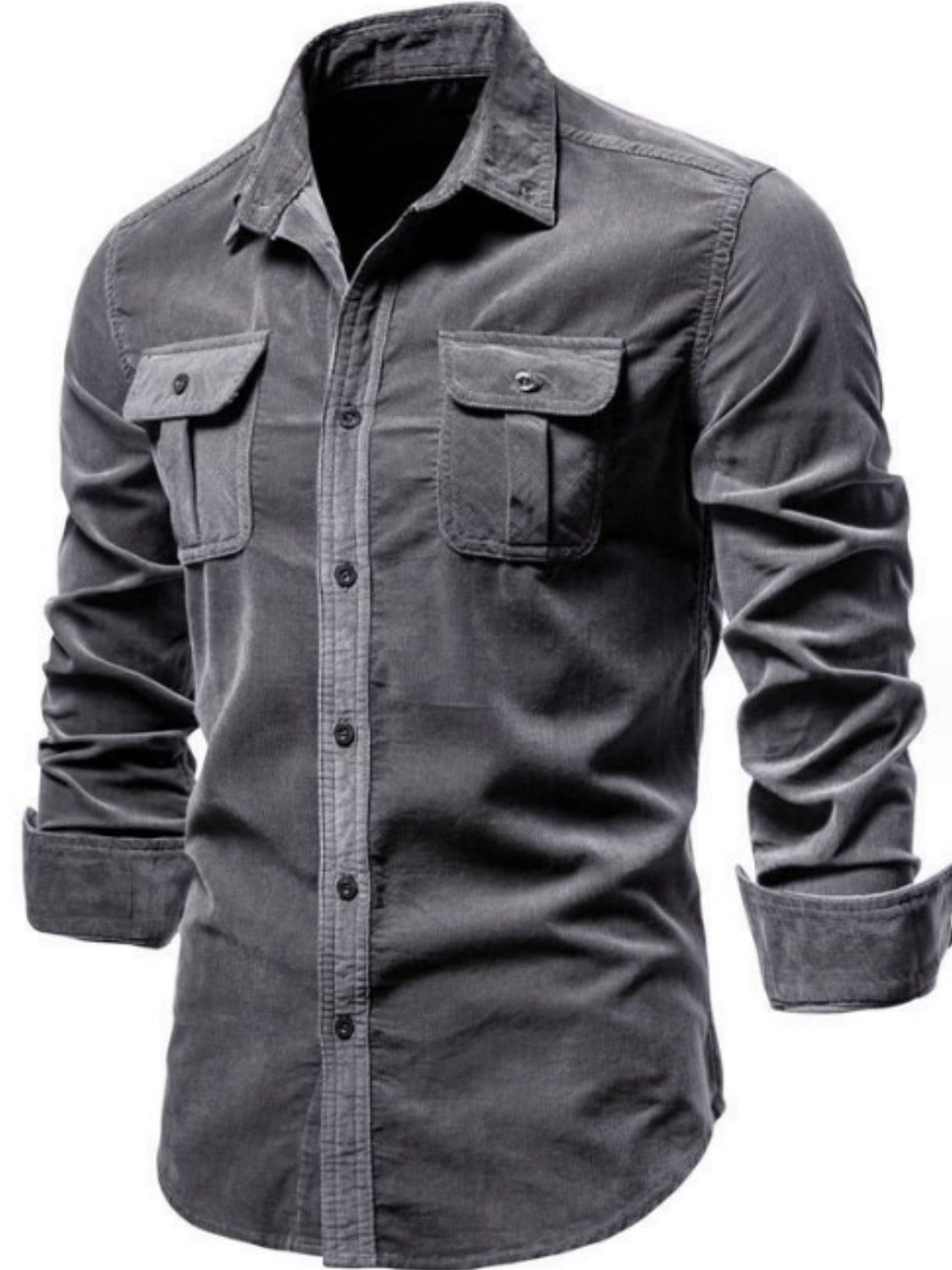 Collared Neck Button Down Shirt with Chest Pockets Plus Size