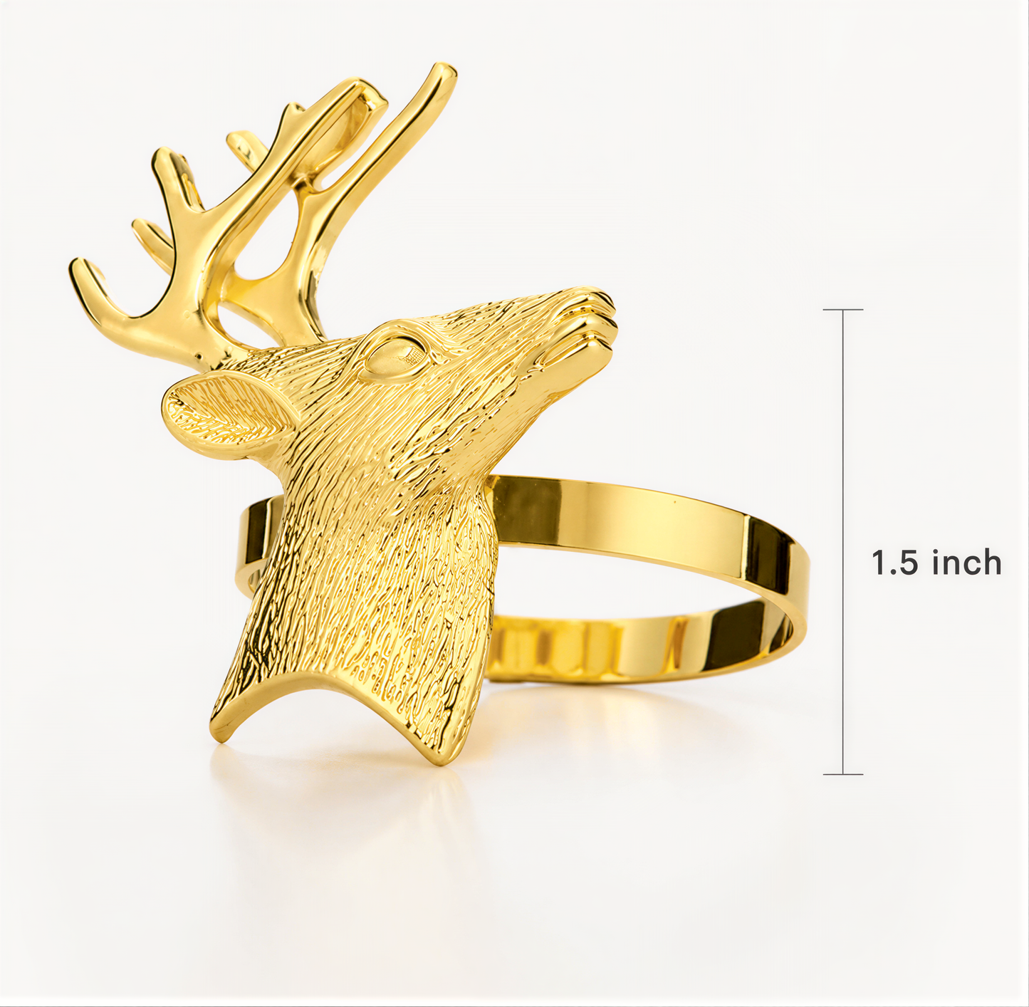 Gold Reindeer Napkin Rings – Festive Napkin Holders | Rust Resistant Table Decor Accessories