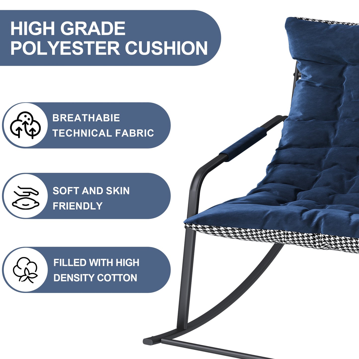 Rocking Chair with Storage, Cushions & Armrests