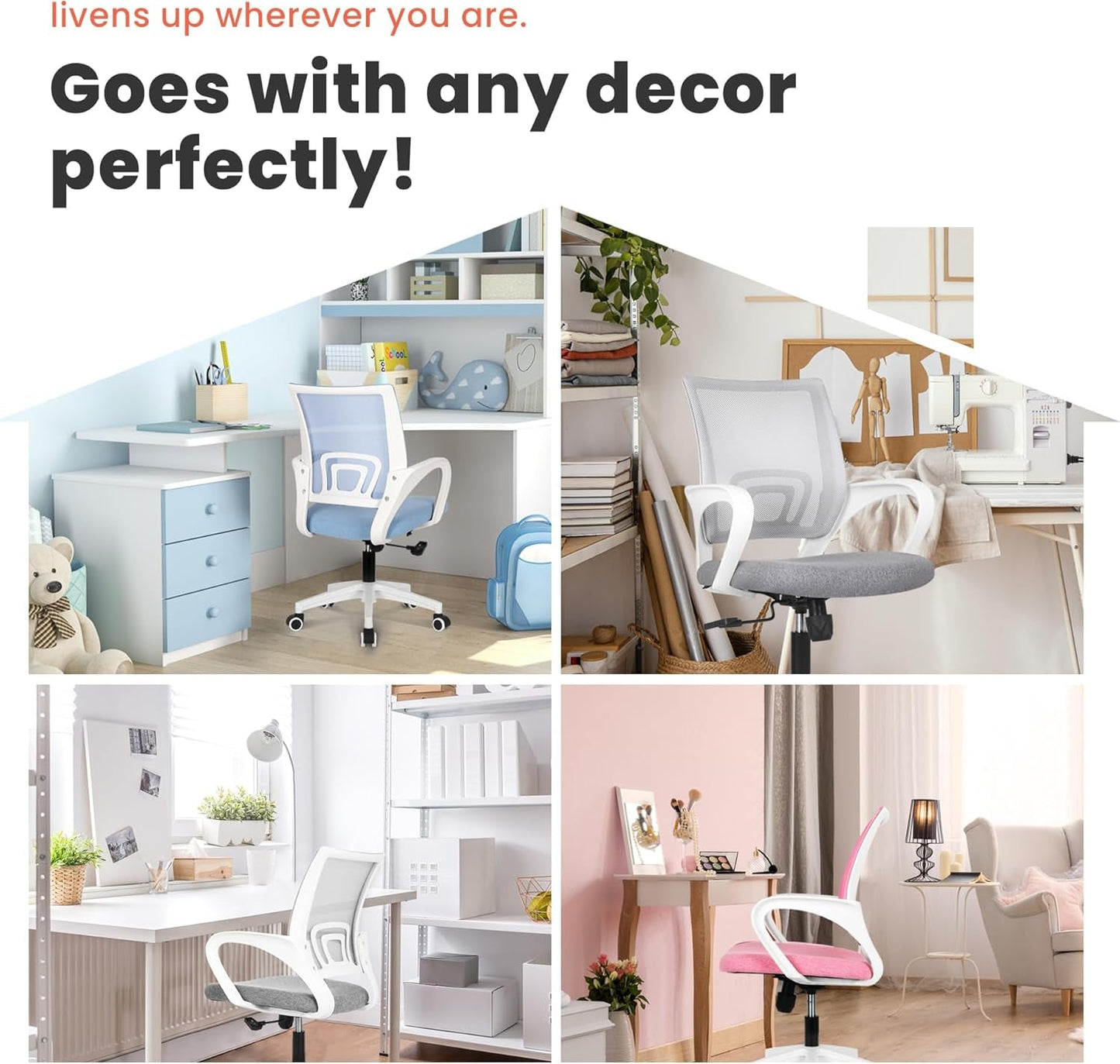 Ergonomic Pink Office Chair With Lumbar Support Mesh