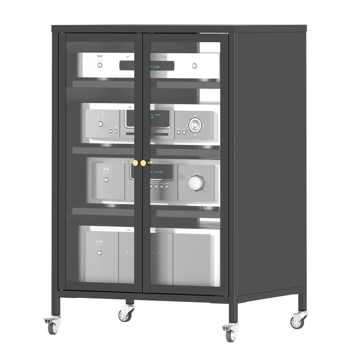 35.8" High Media Storage Cabinet with Wheels