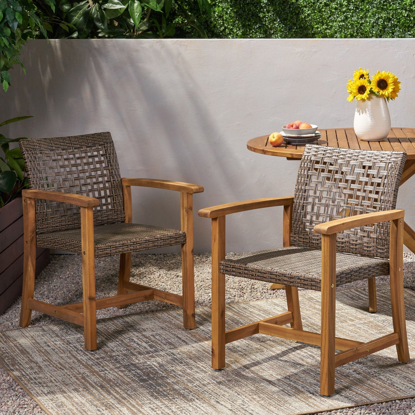 Hampton Outdoor Dining Chair Set of 2 - Brown