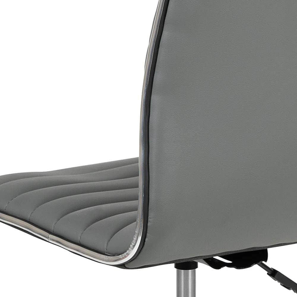Alan Low Back Light Gray Ribbed Swivel Office Chair