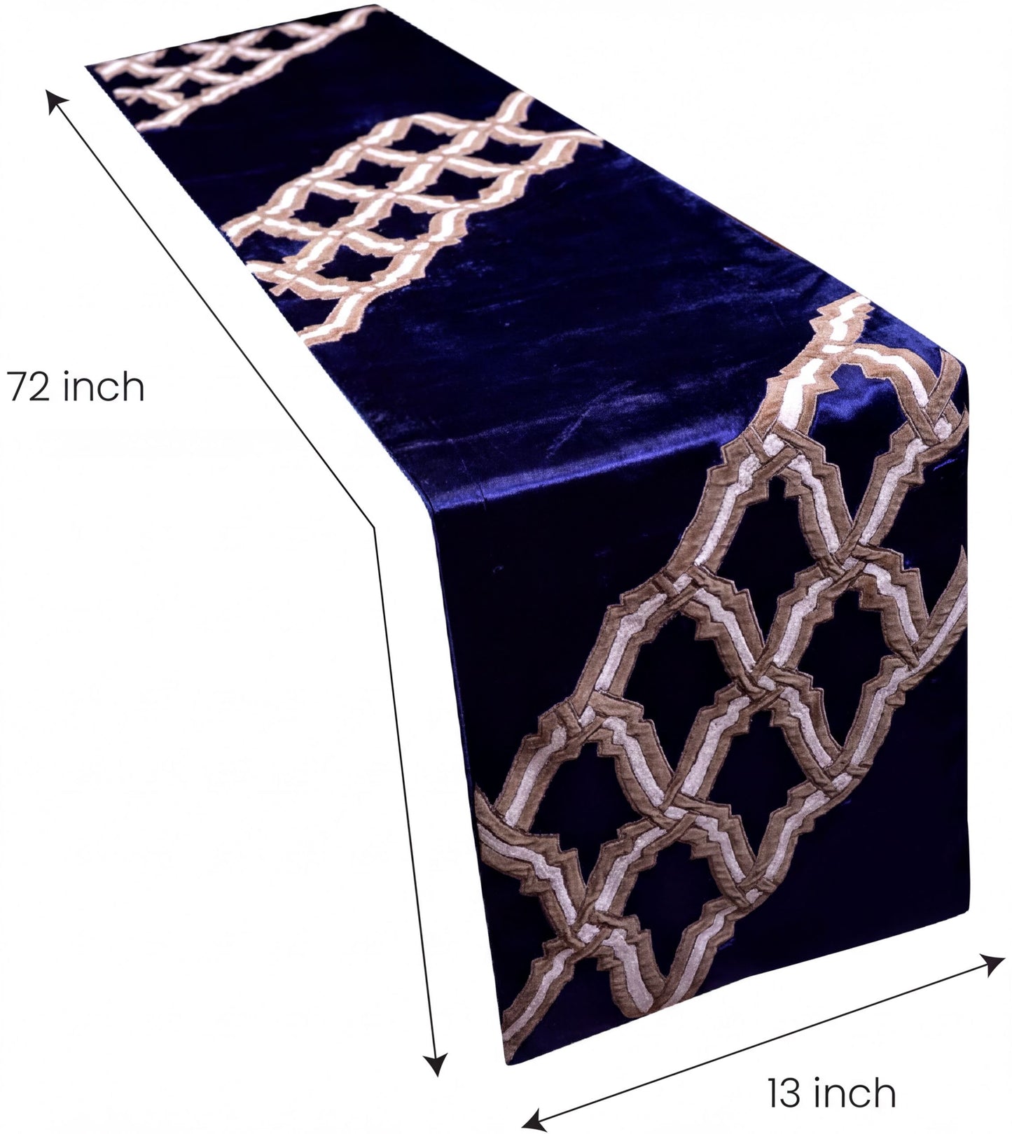 Decorative Table Runner – Embroidered Velvet Runner with Satin Backing for Dining Table Decor