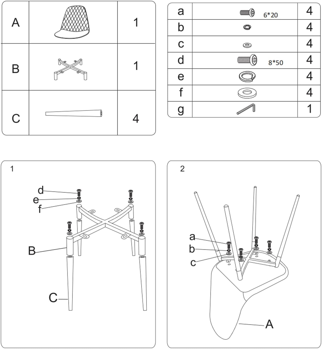 Modern Black Dining Chairs Set of 2, PU Leather Dining Room Chairs