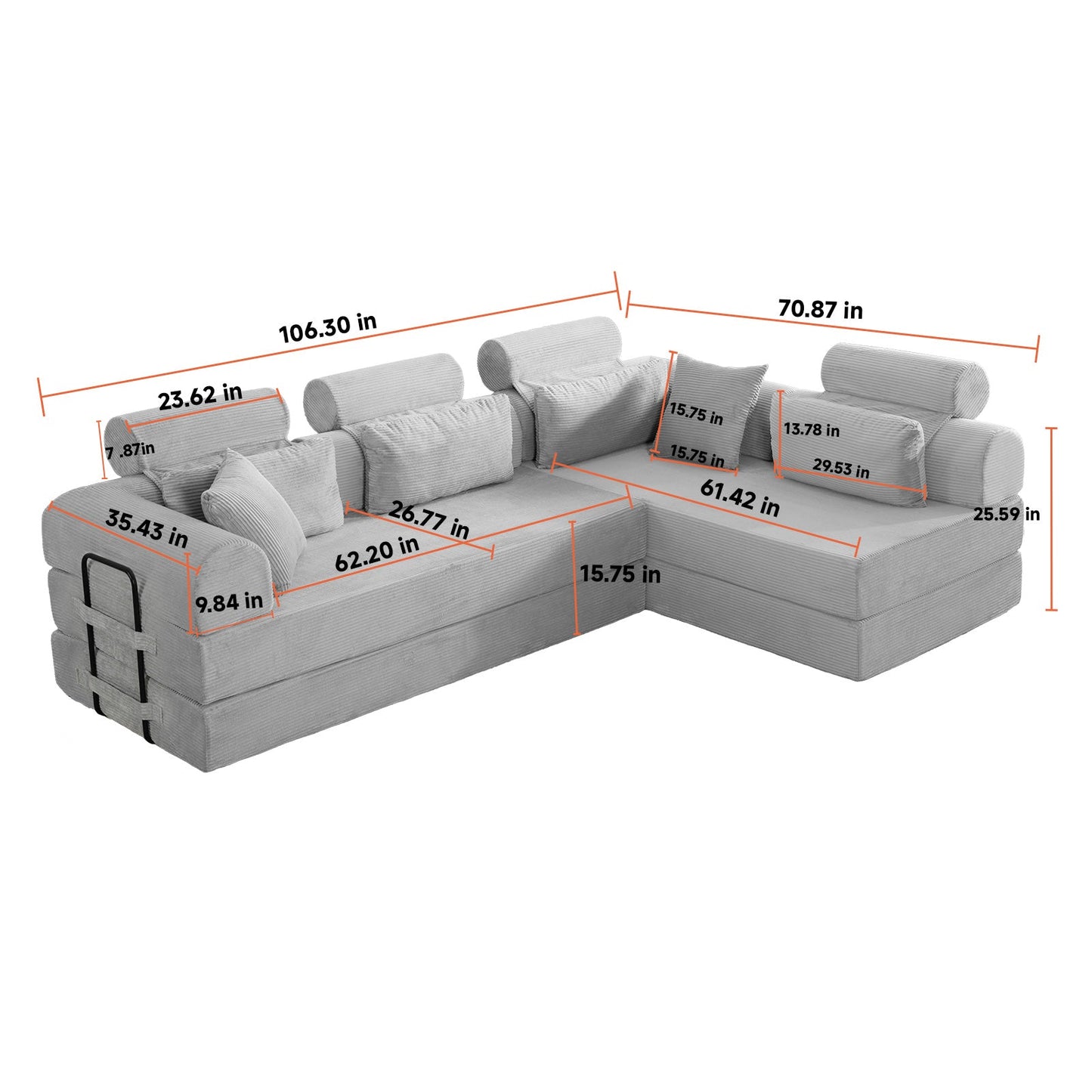 L Shape Modular Sectional Sofa - Compressed Sectional Sofa
