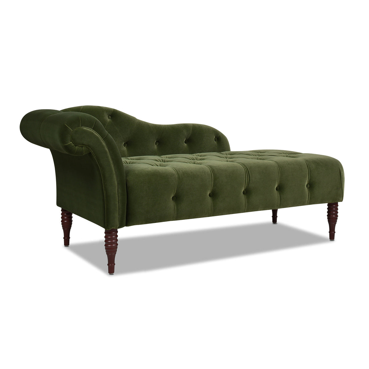Samuel Tufted Roll Arm Chaise Lounge, Olive